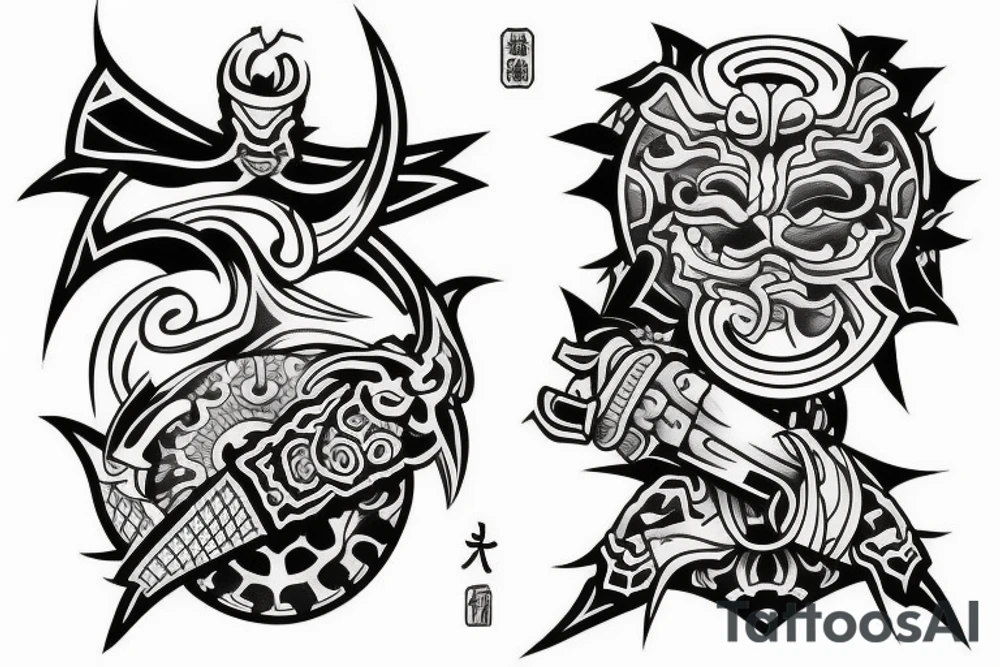 Pair tattoo based on samurai tattoo idea
