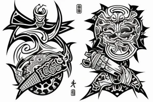 Pair tattoo based on samurai tattoo idea