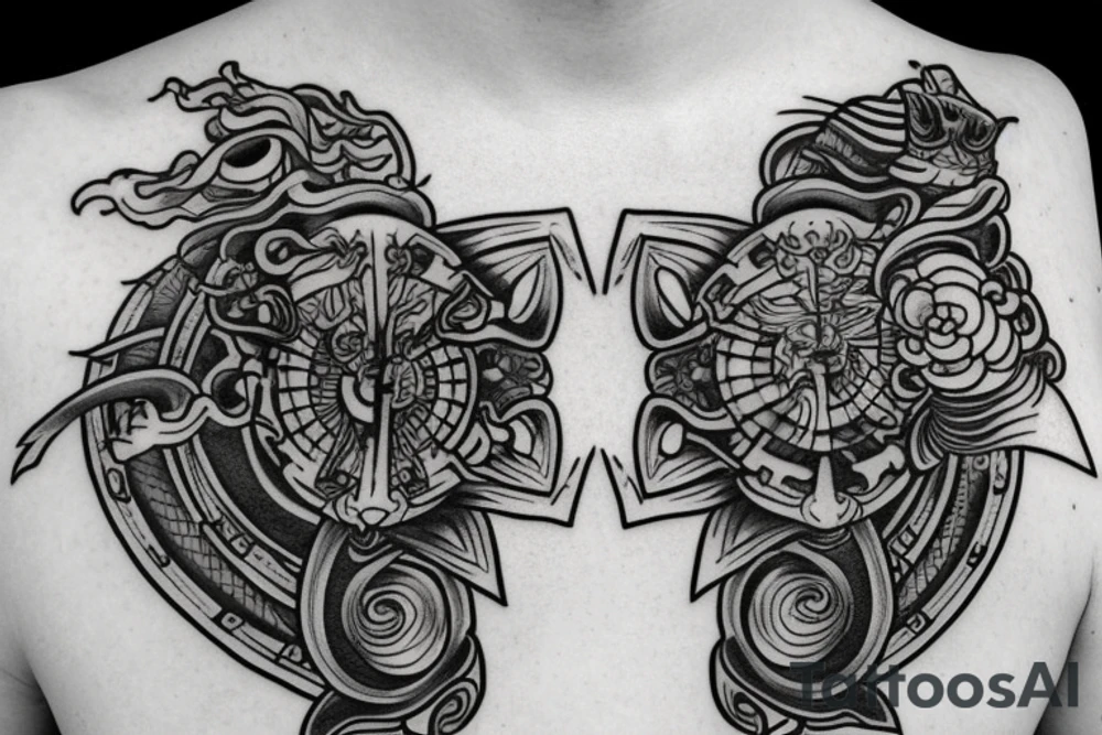 Pair tattoo based on samurai tattoo idea