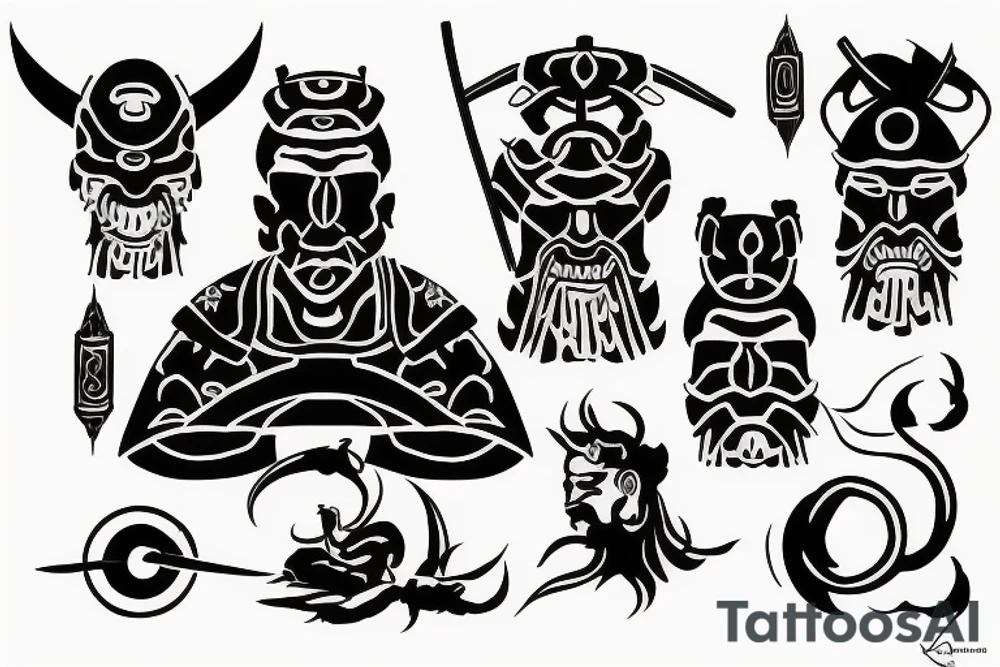 Pair tattoo based on samurai tattoo idea