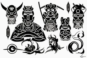 Pair tattoo based on samurai tattoo idea