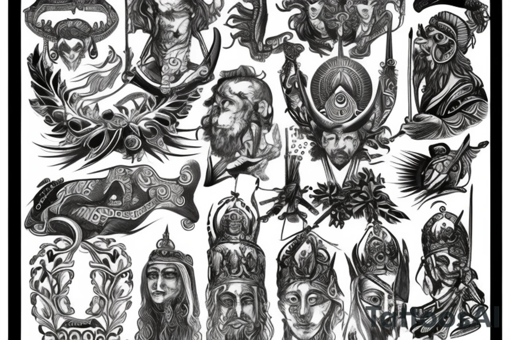 Slavic god on battlefield tattoo idea