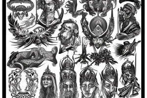Slavic god on battlefield tattoo idea