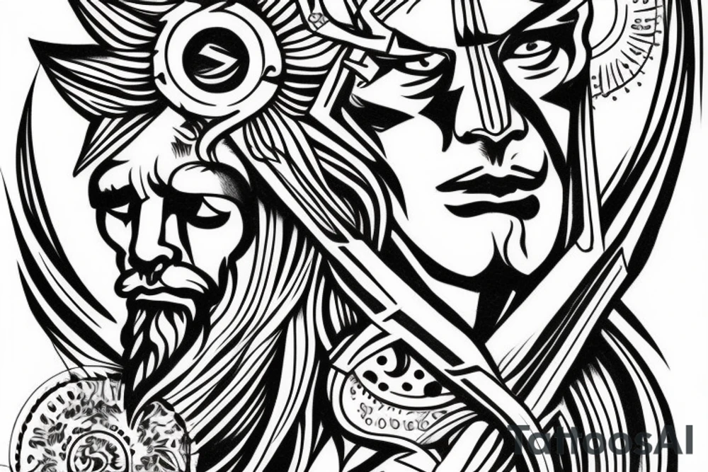 Slavic god on battlefield tattoo idea