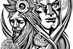 Slavic god on battlefield tattoo idea