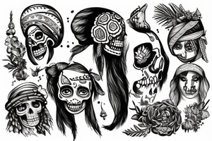 Indian with a skull in the woods tattoo idea