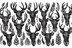 Deer skull with forest background tattoo idea