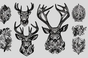 Deer skull with forest background tattoo idea