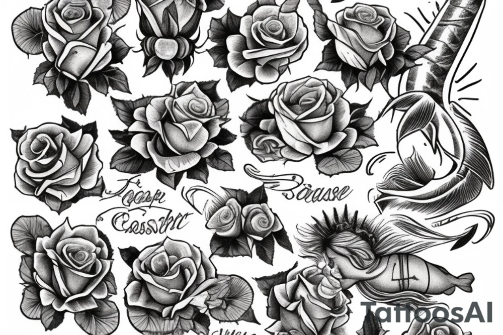 Lighthouse mermaid sea ocean ship treasure chest roses tattoo idea