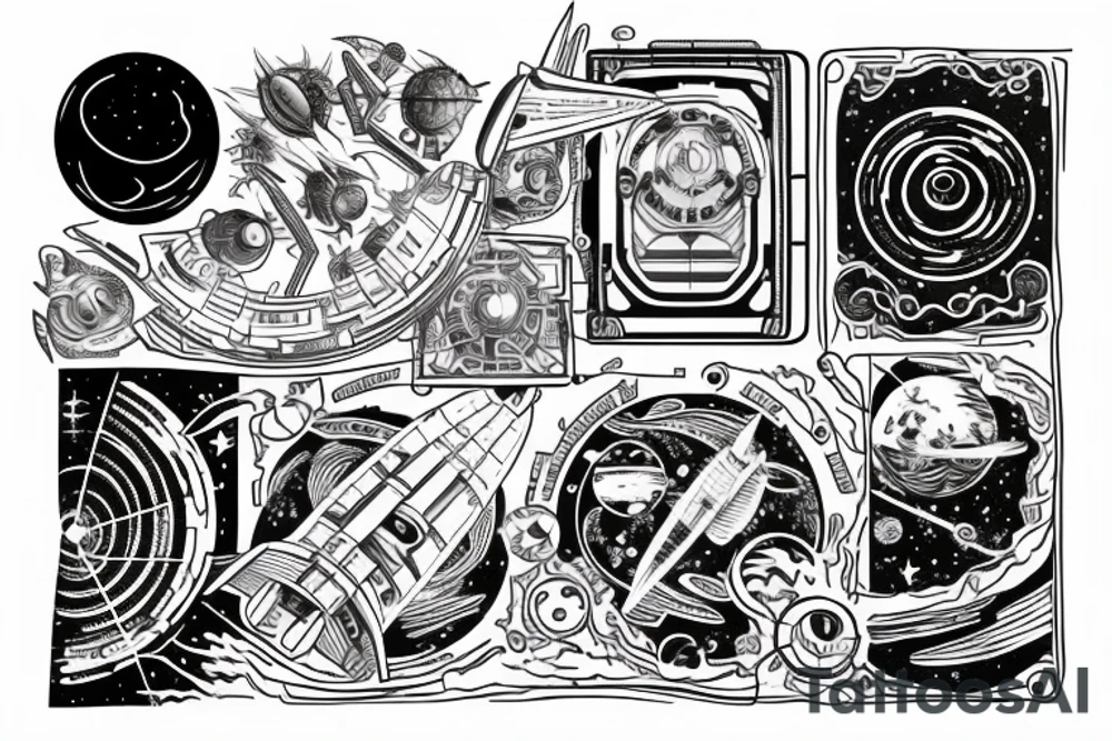 interstellar ship at the center of the universe tattoo idea