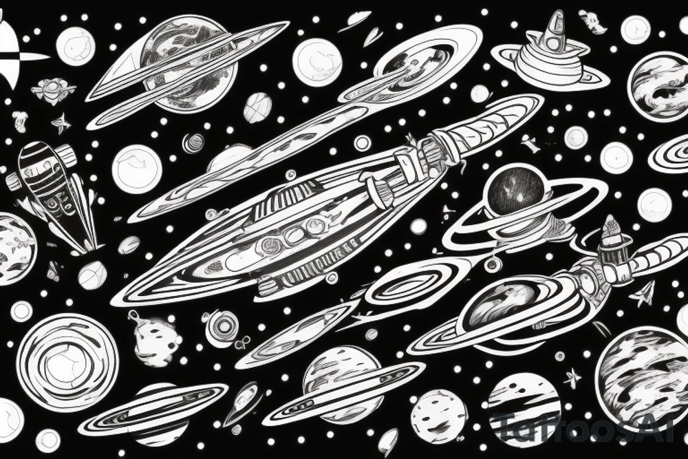 interstellar ship at the center of the universe tattoo idea