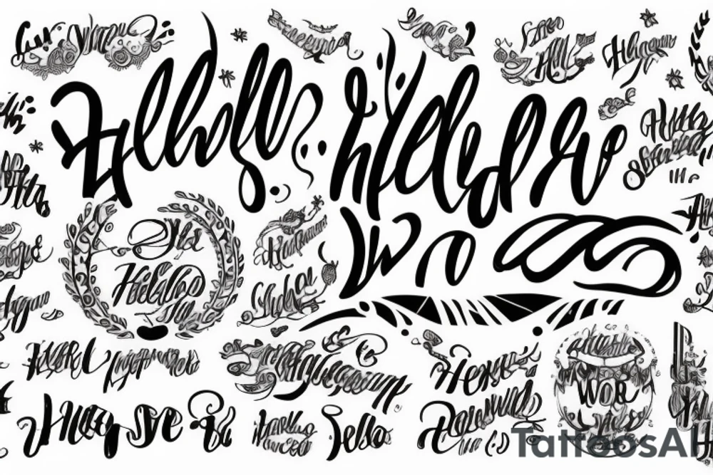calligraphy of "hello world" tattoo idea