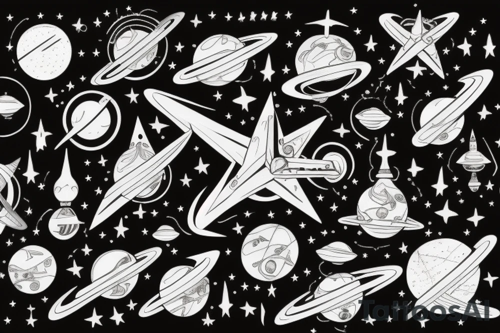 Interstellar space Sputnik stars universe tattoo idea