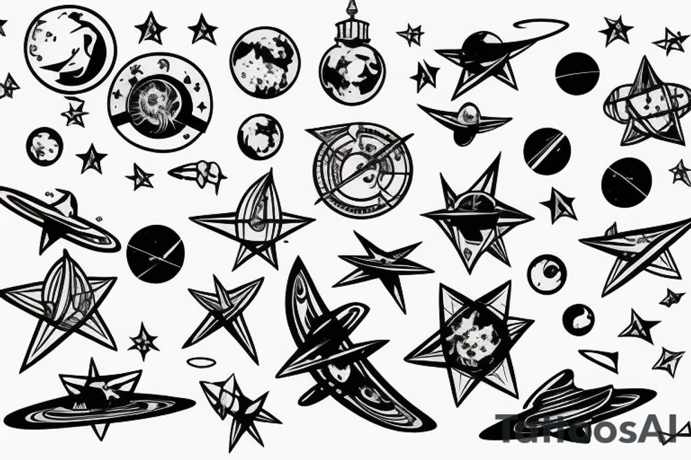 Interstellar space Sputnik stars universe tattoo idea