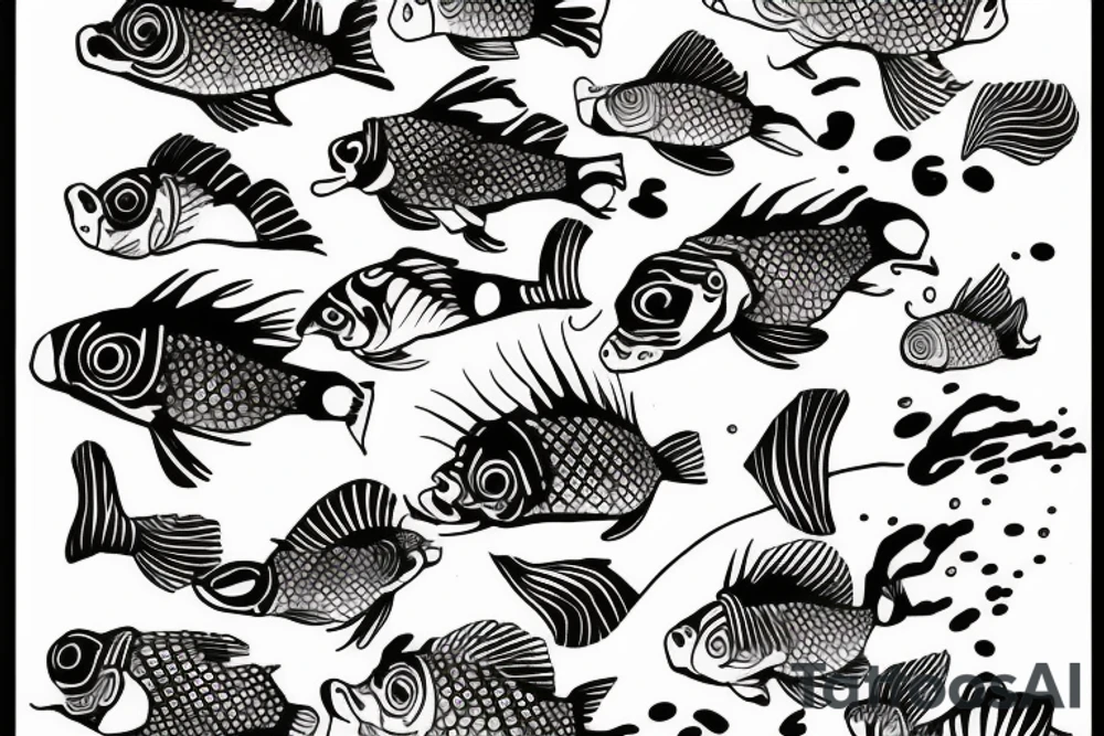 Perch swimming in the pond tattoo idea