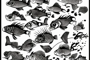 Perch swimming in the pond tattoo idea