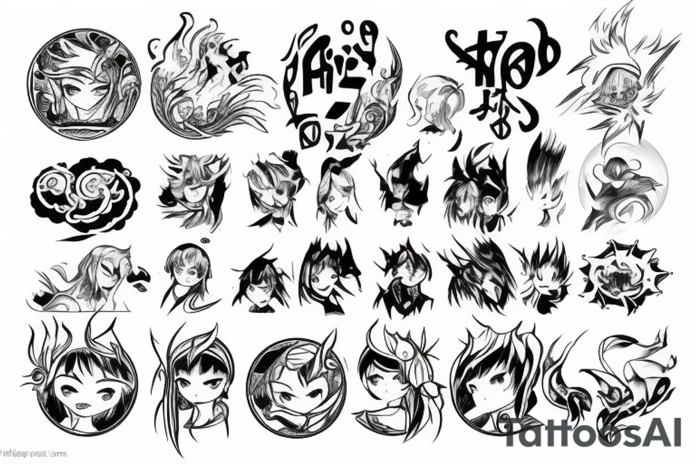 fire in a circle in anime style tattoo idea