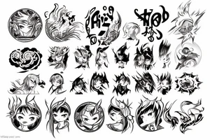 fire in a circle in anime style tattoo idea