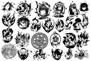 fire in a circle in anime style tattoo idea