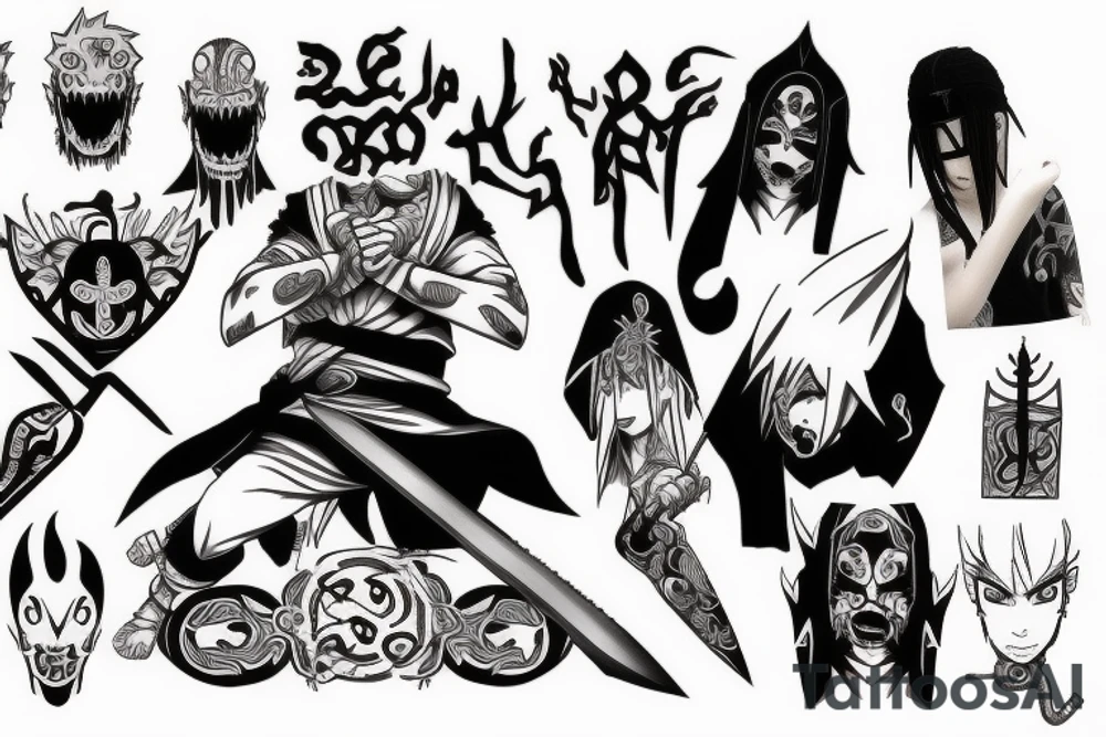 god of death from naruto with dagger tattoo idea