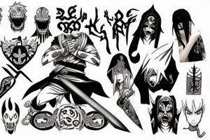 god of death from naruto with dagger tattoo idea