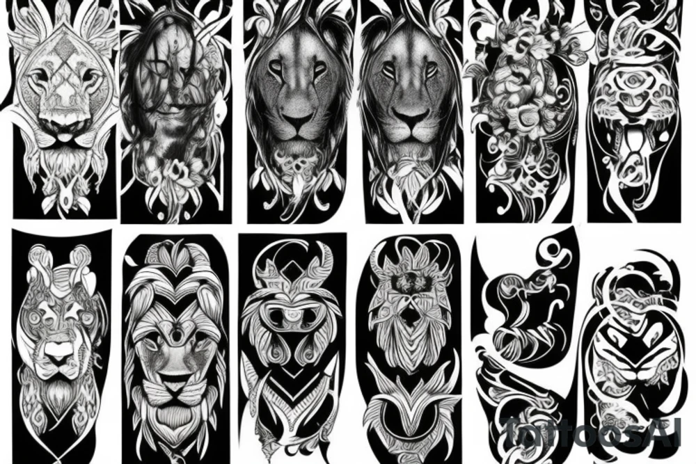 Lion black and white tattoo idea