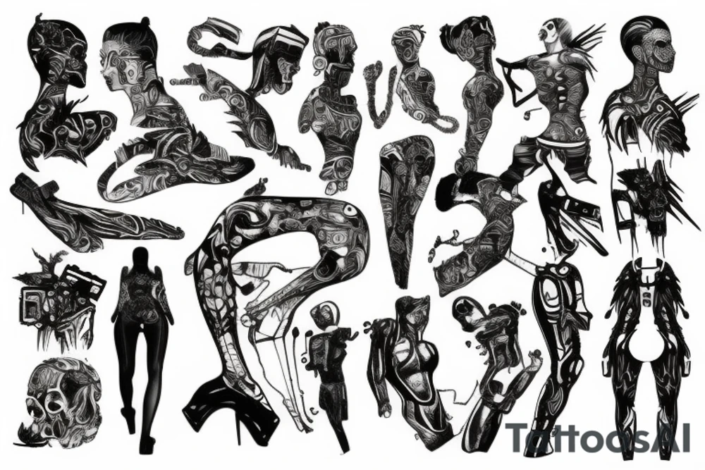 cyberpunk body elements tattoo idea