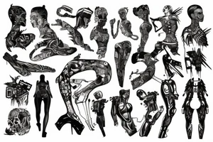 cyberpunk body elements tattoo idea