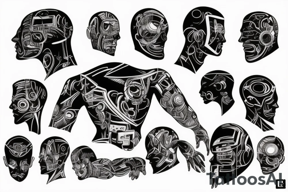 cyberpunk body elements tattoo idea