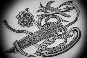 Sword with text "kaaze" tattoo idea