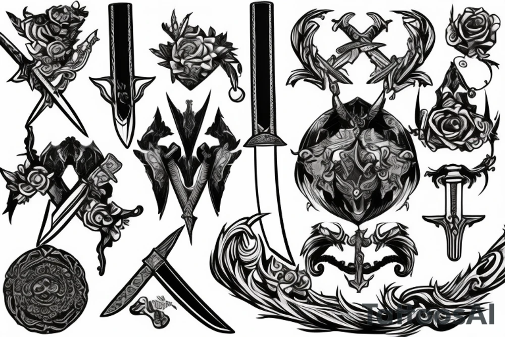 Sword with text "kaaze" tattoo idea