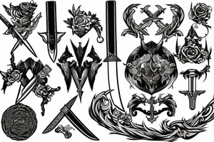 Sword with text "kaaze" tattoo idea