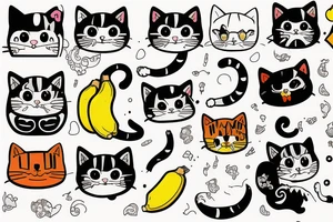 Anime cat with banana tattoo idea