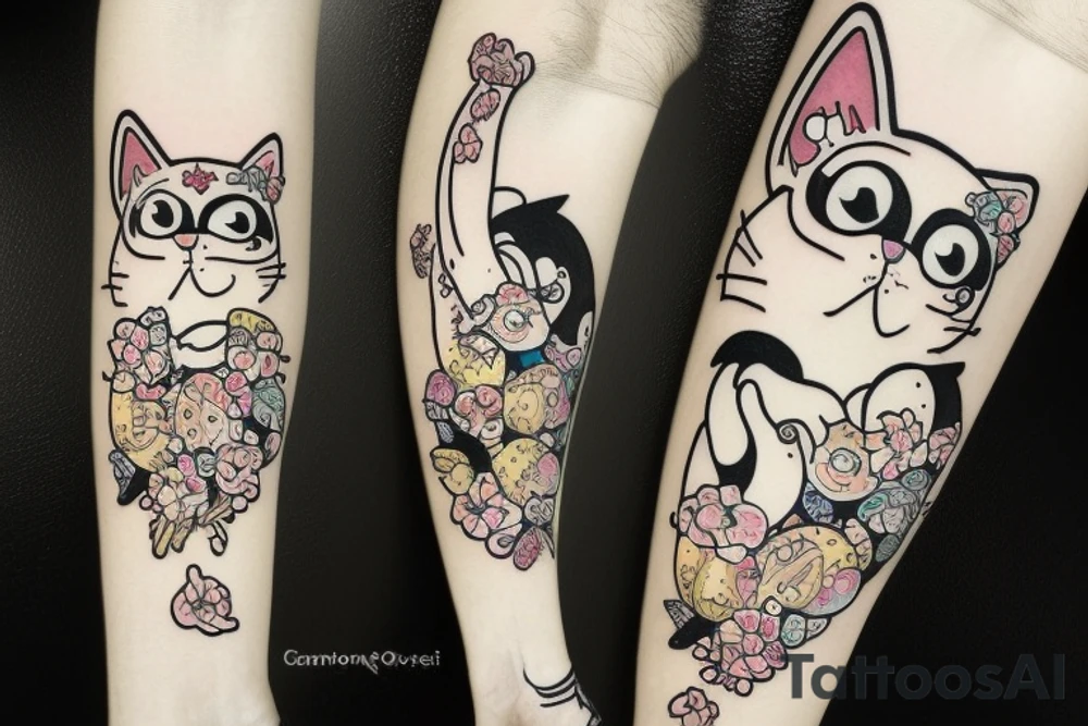 Anime cat with banana tattoo idea