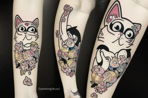 Anime cat with banana tattoo idea