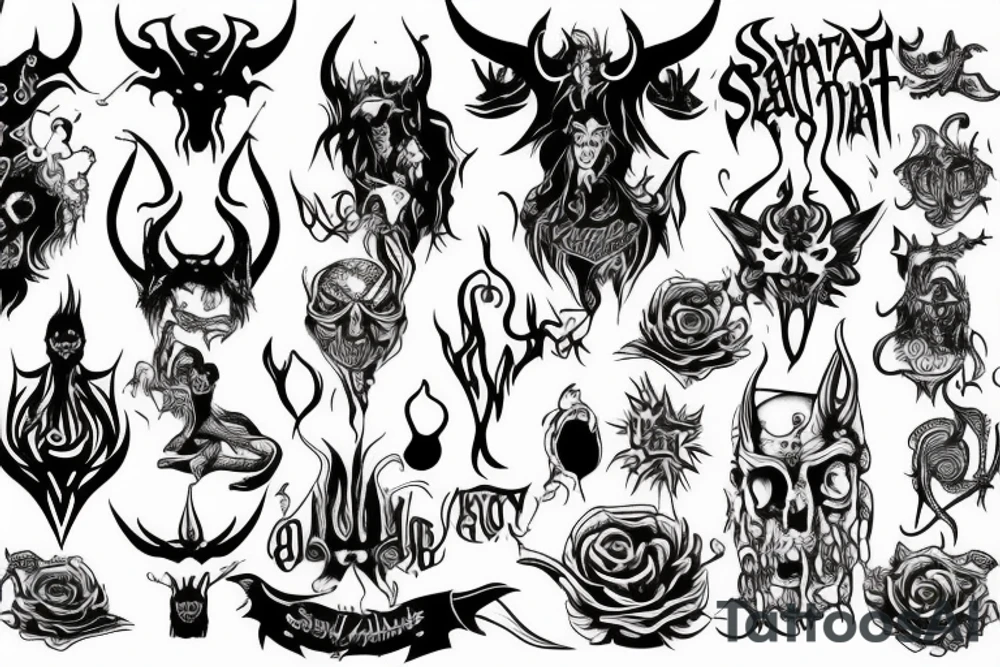 Satan an witch tattoo idea