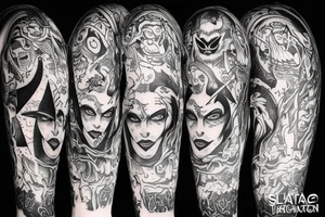 Satan an witch tattoo idea