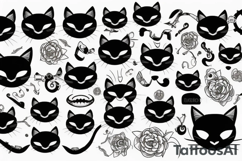 Black cat with stupid smile tattoo idea