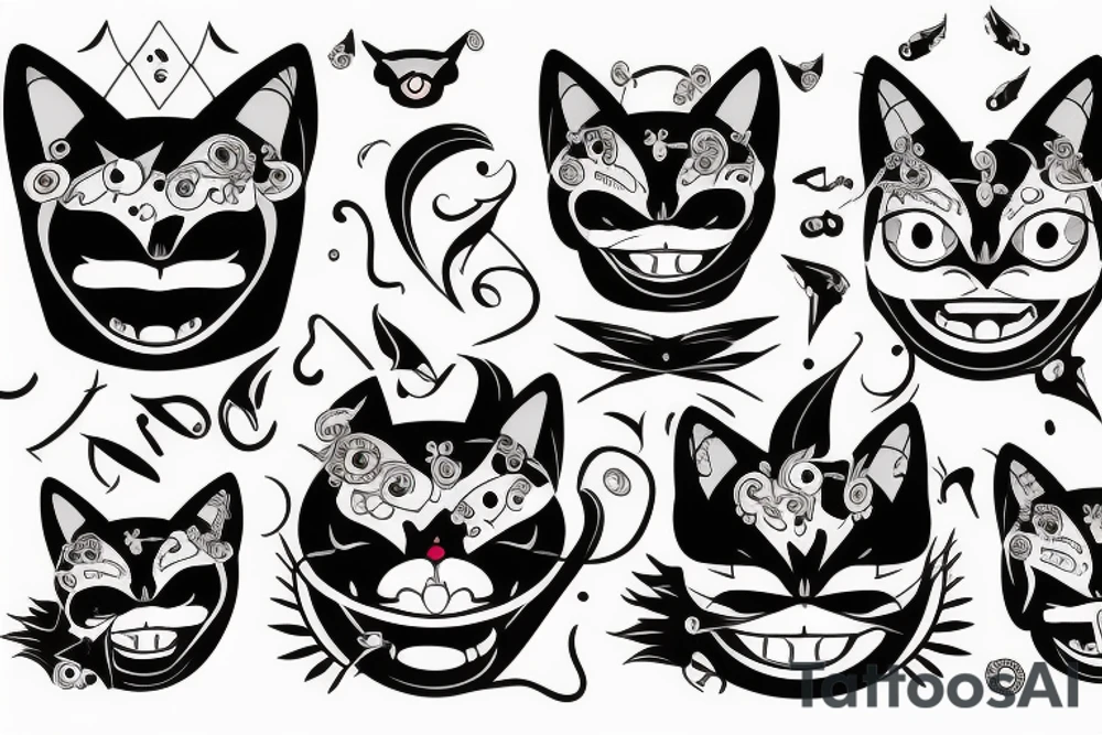 Black cat with stupid smile tattoo idea