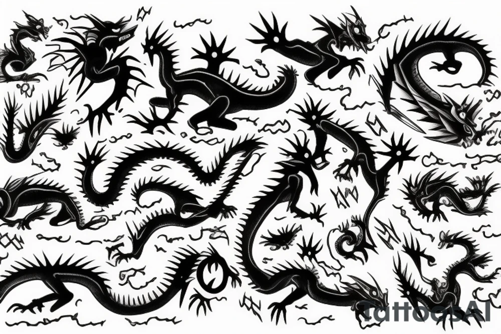 Dragons and anime girl tattoo idea