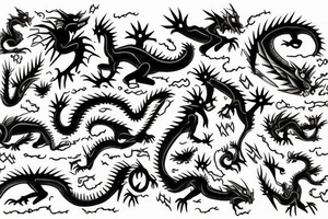 Dragons and anime girl tattoo idea