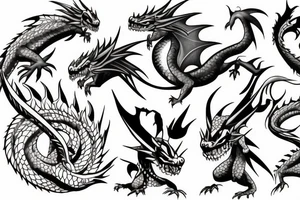 Dragons and anime girl tattoo idea