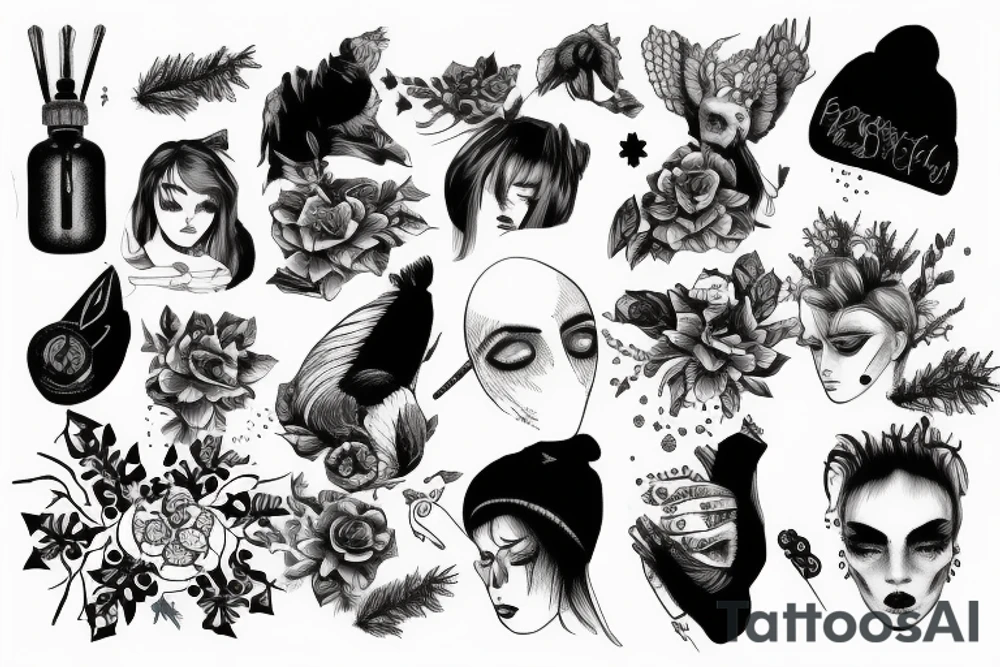 melancholy, winter, postpunk, doomer tattoo idea