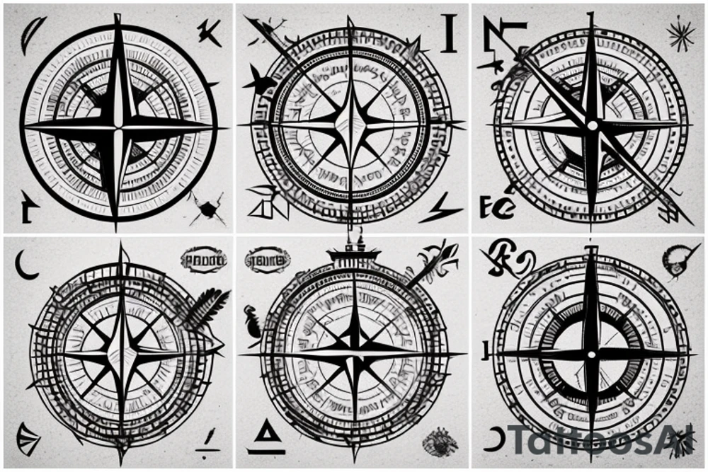 lighthouse with compass in the background tattoo idea