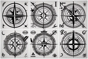lighthouse with compass in the background tattoo idea