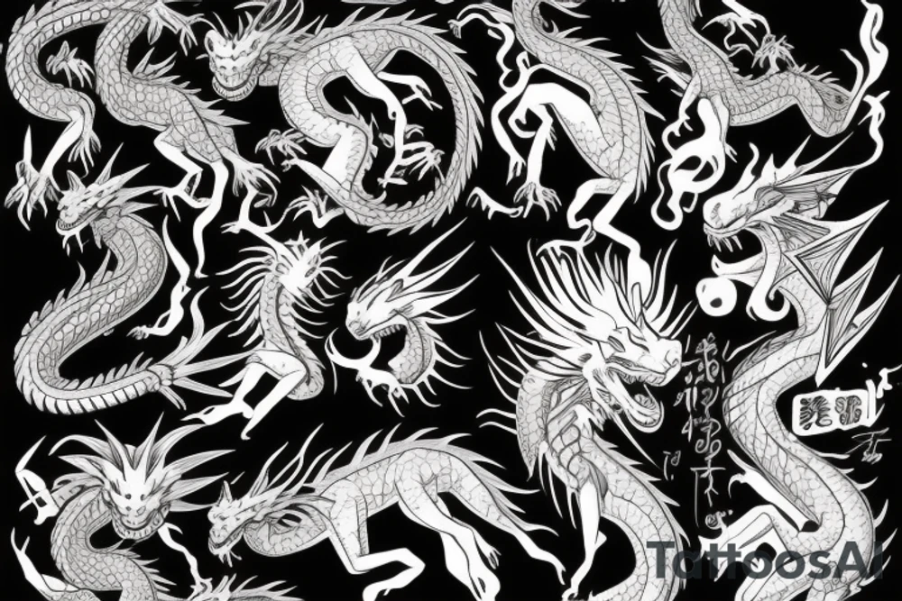Dragon highly detailed anime, girl tattoo idea