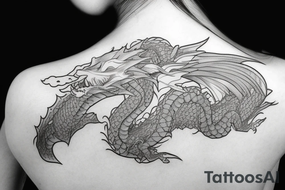 Dragon highly detailed anime, girl tattoo idea