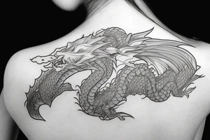 Dragon highly detailed anime, girl tattoo idea