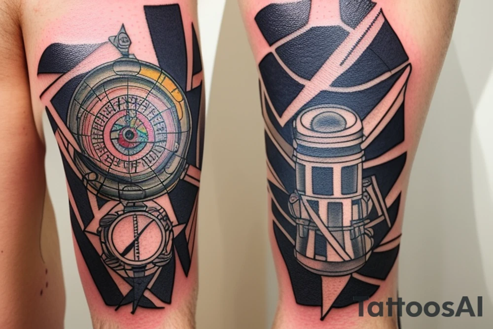 calf patch tattoo, lighthouse with a compass tattoo idea