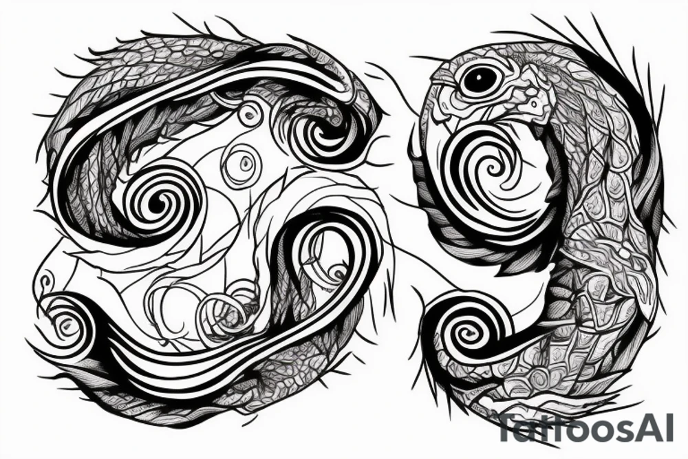 **ouroboros, tattoo sketch, sketch, thin lines, black and white with light shadows tattoo idea
